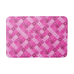 Tapis De Bain Motif diamanté à filigrane rose