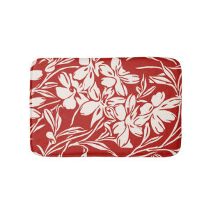Tapis De Bain Motif d'illustration florale abstraite rouge éléga