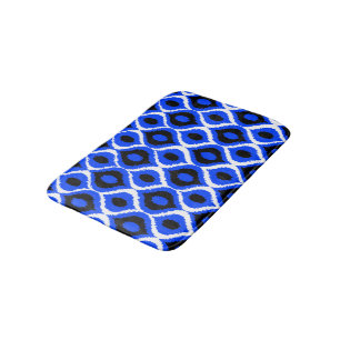 Tapis De Bain Motif d'impression tribal Ikat géométrique bleu