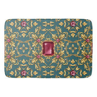 Tapis De Bain Motif doré sans couture avec rubis