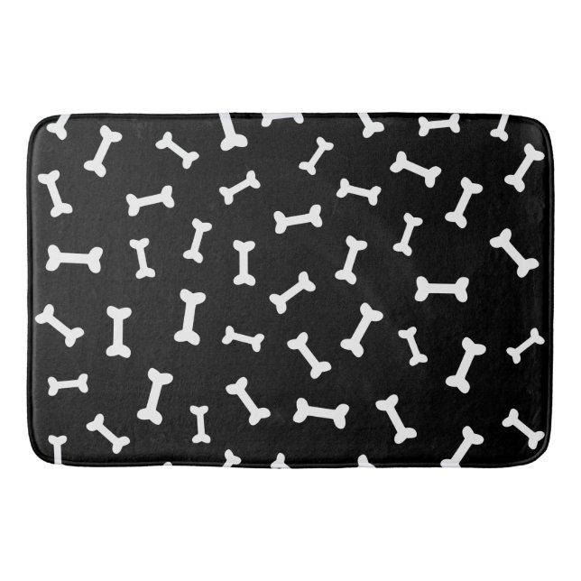 Tapis De Bain Motif d'os de dessin sur noir (Devant)