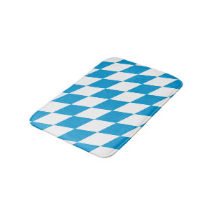 Tapis De Bain Motif Drapeau Diamant Bavière bleu et blanc