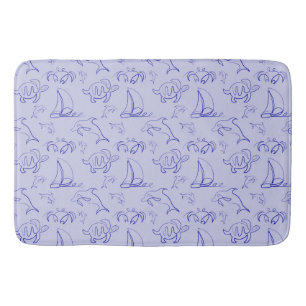 Tapis De Bain Motif d'une ligne d'animal marin et voilier