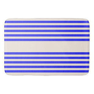Tapis De Bain Motif électrique bleu et beige cinq bandes
