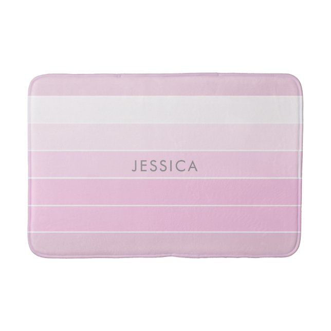 Tapis De Bain Motif en bande rose chic (Devant)