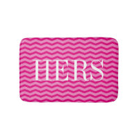 Tapis de bain motif en chevron rose néon
