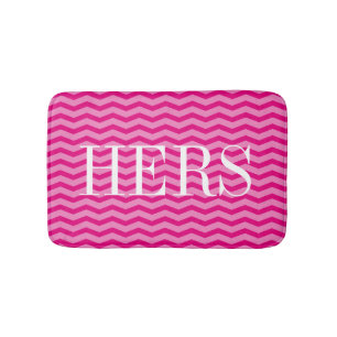 Tapis de bain motif en chevron rose néon
