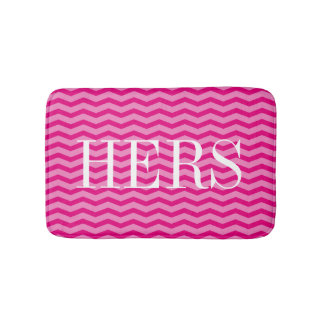 Tapis de bain motif en chevron rose néon