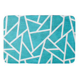 Tapis De Bain Motif en mosaïque bleu-vert et blanc