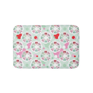 Tapis De Bain motif en pastel d'arrière - plan de hibou de fleur