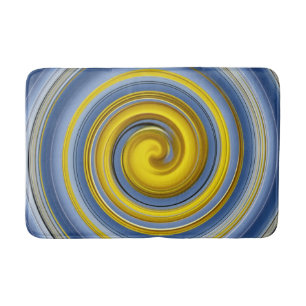 Tapis De Bain Motif en spirale jaune et bleu
