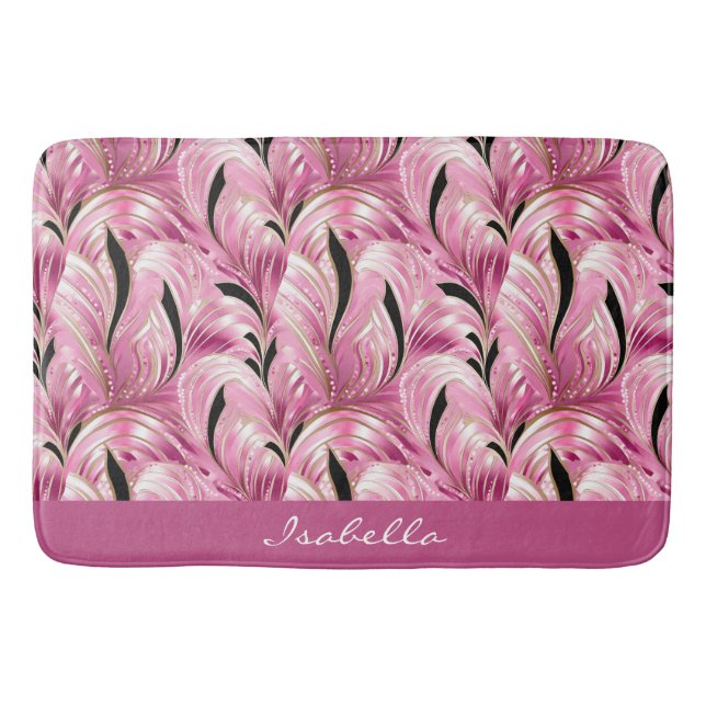 Tapis De Bain Motif en verre rose chic personnalisé (Devant)