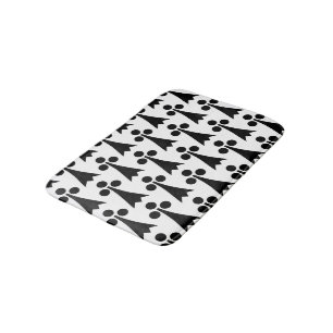 Tapis De Bain Motif Ermine, Motif médiéval, noir sur blanc