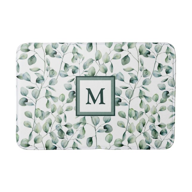 Tapis De Bain Motif Eucalyptus aquarelle (Devant)