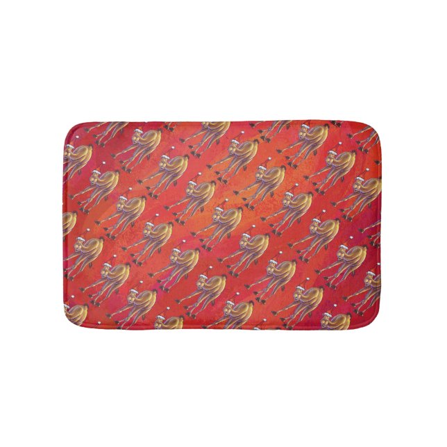 Tapis De Bain Motif Festif Camel En Rouge (Devant)