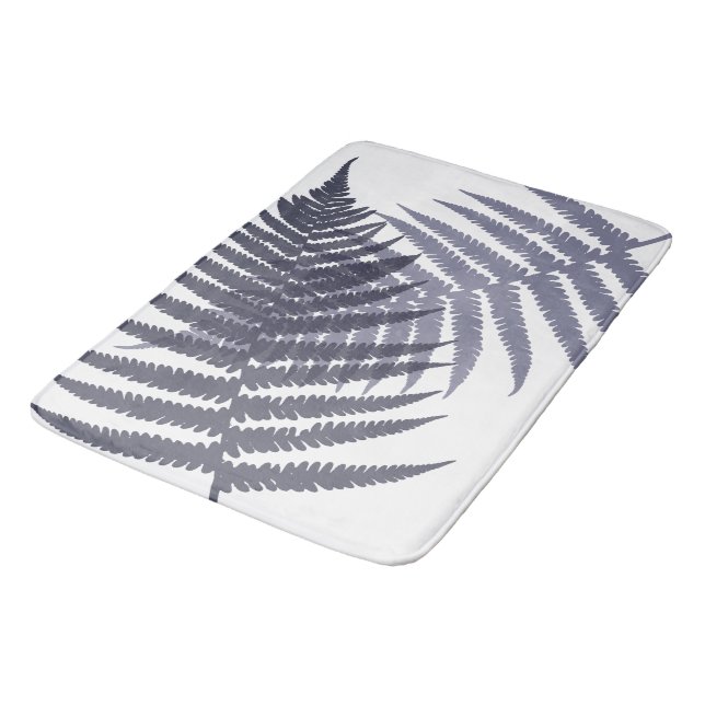 Tapis De Bain Motif Feuille de la Marine Blue White (Angle)