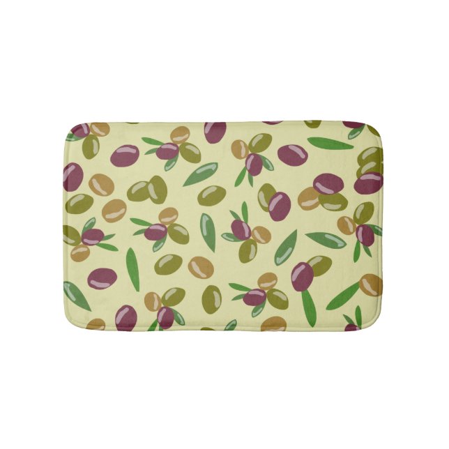 Tapis De Bain Motif Feuille d'olive et d'olive rustique (Devant)