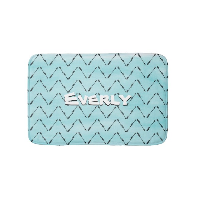 Tapis De Bain Motif Flèche Monogram Mint Aztec personnalisé (Devant)