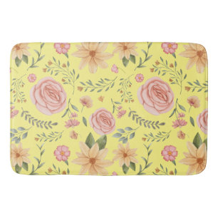 Tapis De Bain Motif Fleur sauvage Vintage Jaune élégant