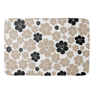 Tapis De Bain Motif Fleur tendance en Taupe, noir et blanc