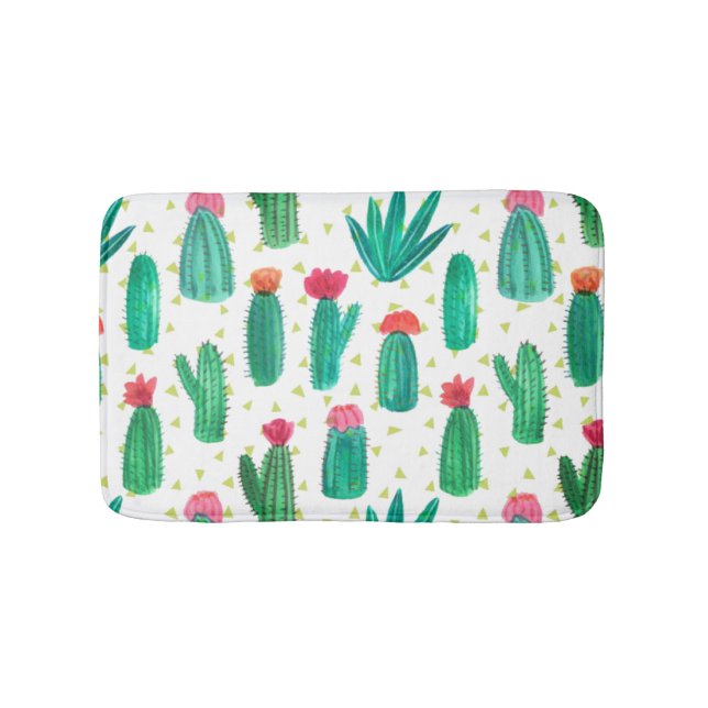 Tapis De Bain Motif fleurissant de cactus d'aquarelle mignonne (Devant)