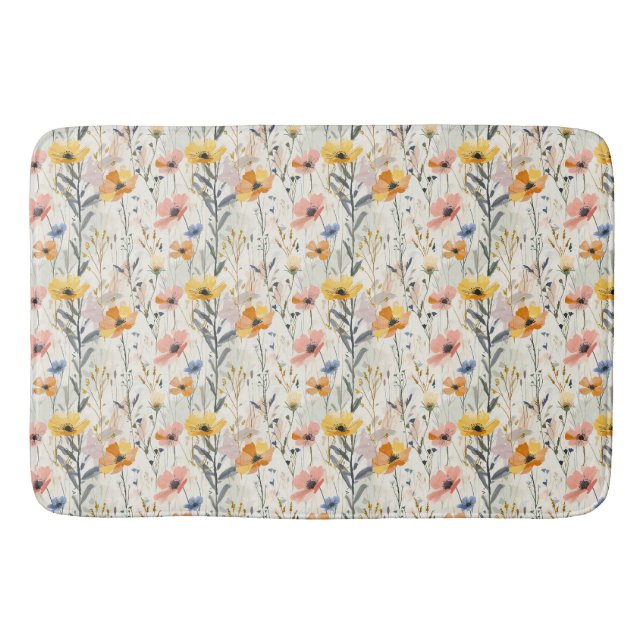 Tapis De Bain Motif Fleurs de prairie Gouache (Devant)