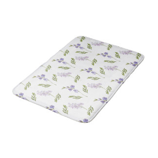 Tapis De Bain Motif floral aquarelle de fleurs sauvages de lavan