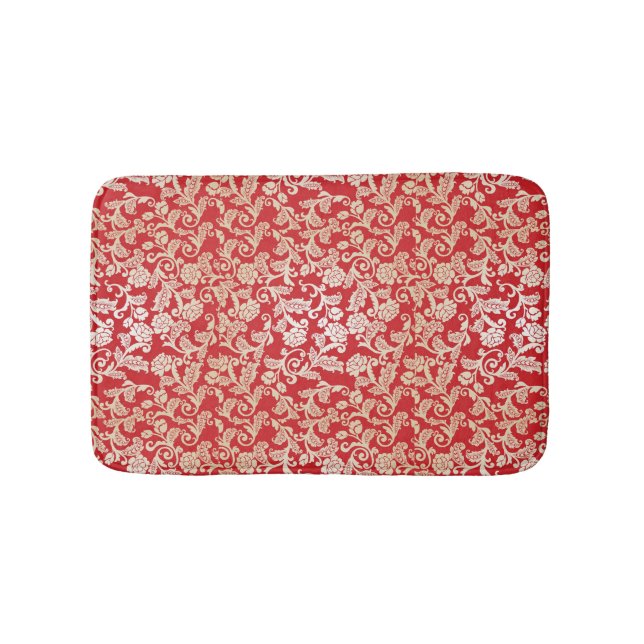 Tapis De Bain Motif floral d'arrière - plan de damassé (Devant)