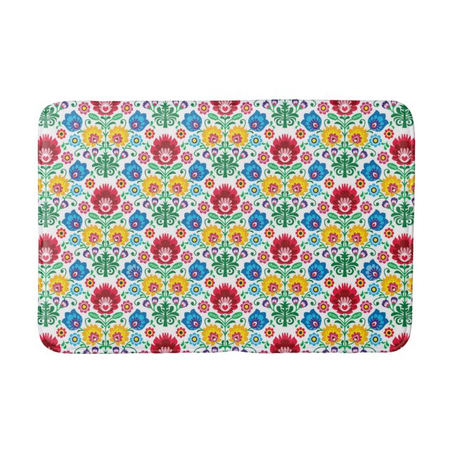 Tapis De Bain Motif floral d'art populaire de coeur (Devant)