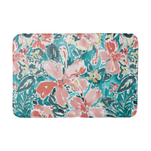 Tapis De Bain Motif floral de bonjour d'aquarelle tropicale de