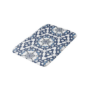 Tapis De Bain Motif Floral Élégant Vintage Delft Bleu Hollandais