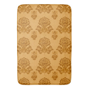 Tapis De Bain Motif floral en damas doré