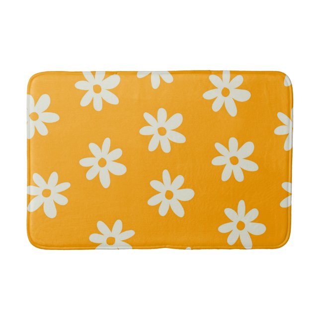 Tapis De Bain Motif floral jaune rétro simple (Devant)