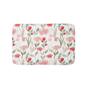 Tapis De Bain Motif floral moderne Berry Cherry