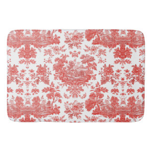 Tapis De Bain Motif floral toile française de ferme rustique vin