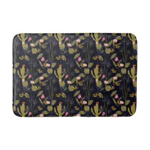 Tapis De Bain Motif foncé de cactus de nuit d'été