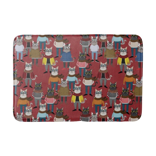 Tapis De Bain Motif frais de chat de hippie (Devant)