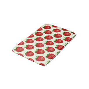 Tapis De Bain Motif fraises, fraises rouges, fruits, feuilles