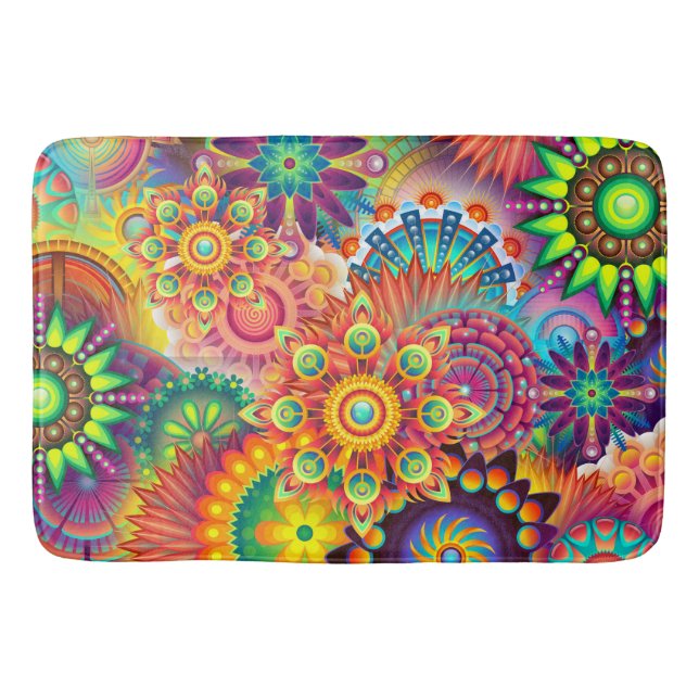 Tapis De Bain Motif funky rétro Abstrait Bohème (Devant)