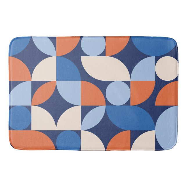Tapis De Bain Motif géométrique Abstrait bleu orange (Devant)