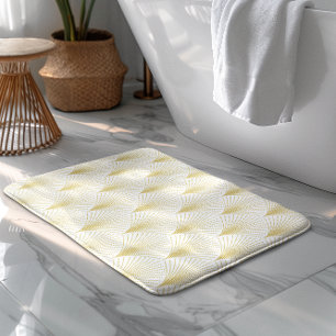 Tapis De Bain Motif Géométrique Art Déco En Or & Blanc