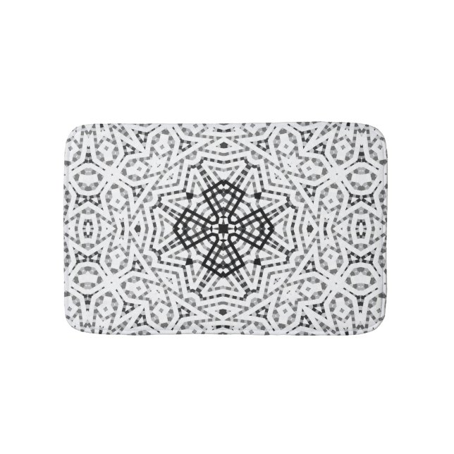 Tapis De Bain Motif géométrique blanc et noir (Devant)