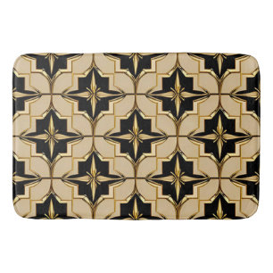 Tapis De Bain Motif Géométrique Élégant Or et Noir
