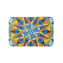Motif géométrique fractal bleu et jaune