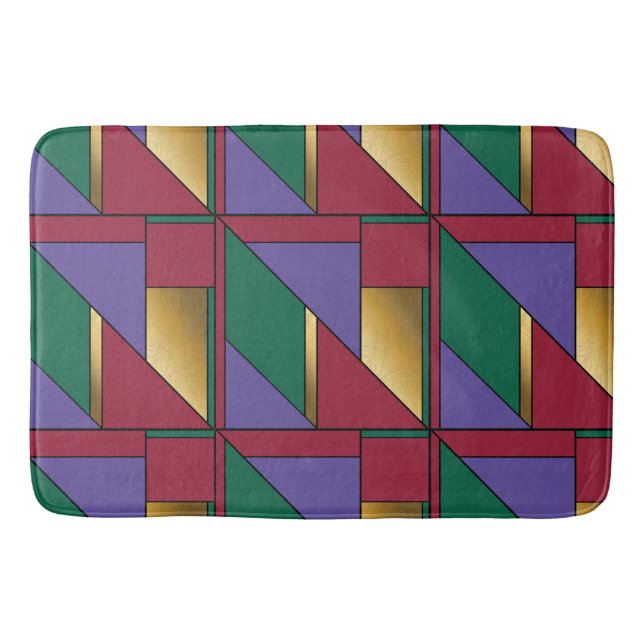 Tapis De Bain Motif géométrique Gold violet vert rouge (Devant)
