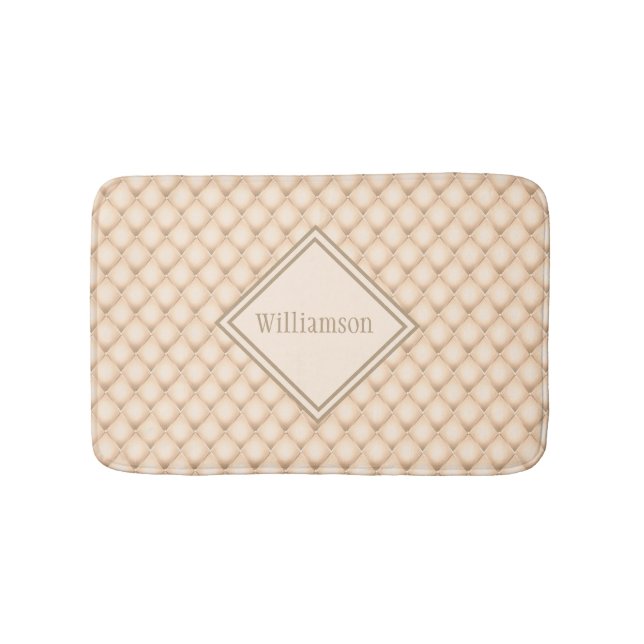 Tapis De Bain Motif géométrique Monogramme Crème Beige Diamond (Devant)