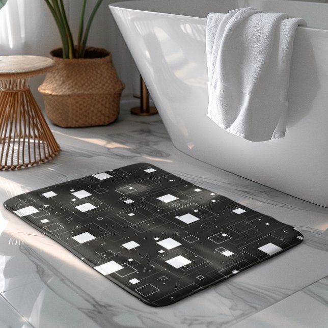 Tapis De Bain Motif géométrique noir et blanc (Créateur téléchargé)