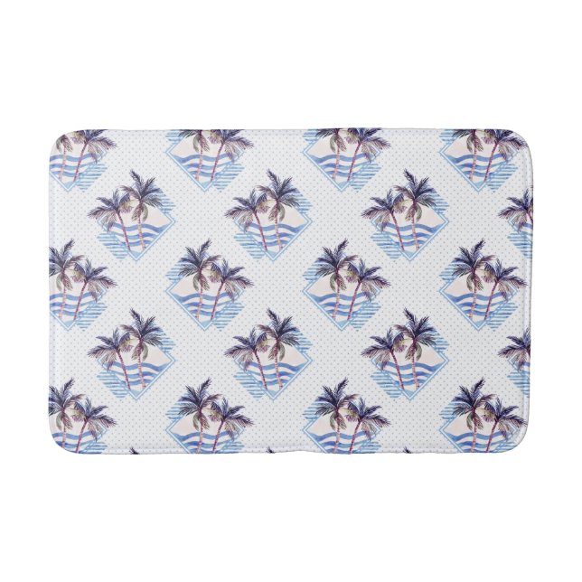 Tapis De Bain Motif géométrique pourpre de palmier d'aquarelle (Devant)