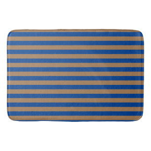 Tapis De Bain Motif géométrique Preppy Gold et Blue Stripes