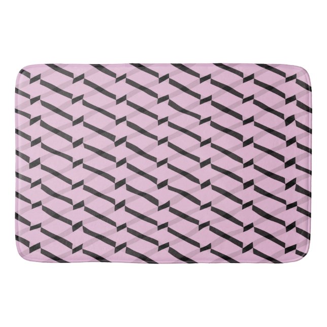 Tapis De Bain Motif géométrique rose et noir (Devant)